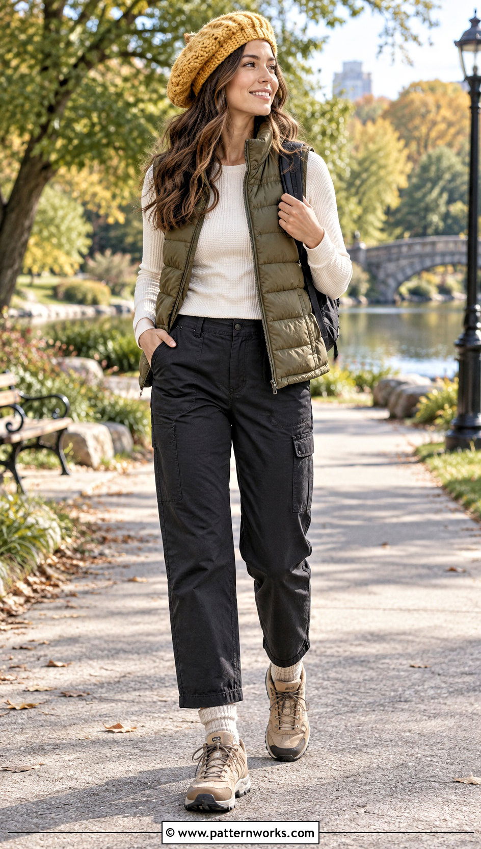 Magnolia Crochet Beret With Puffer Vest And Hiking Sneakers - 18 magnolia crochet beret outfit ideas