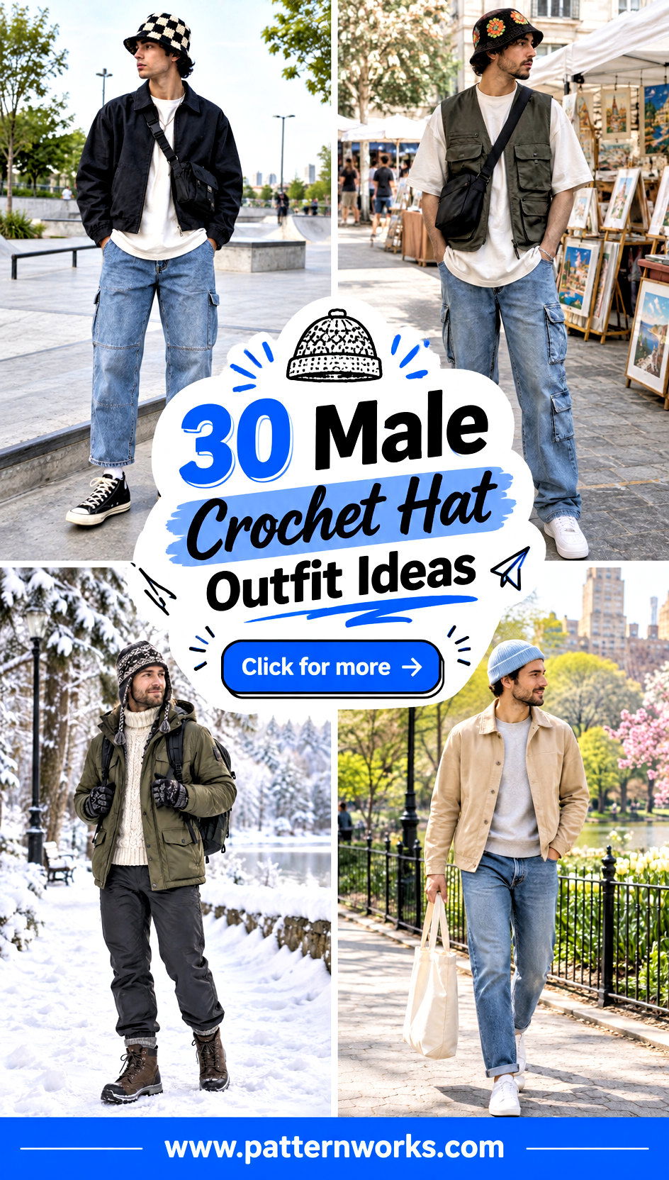 30 Male Crochet Hat Outfit Ideas for Casual Street Style - 30 Male Crochet Hat Outfit Ideas for Casual Street Style