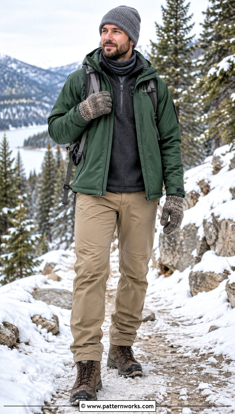 Marled Crochet Mittens With Hiking Outfit - 24 crochet mittens for men outfit ideas