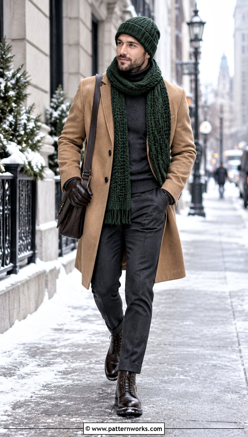 Matching Crochet Hat And Scarf With Wool Coat - 30 mens crochet hats outfit ideas