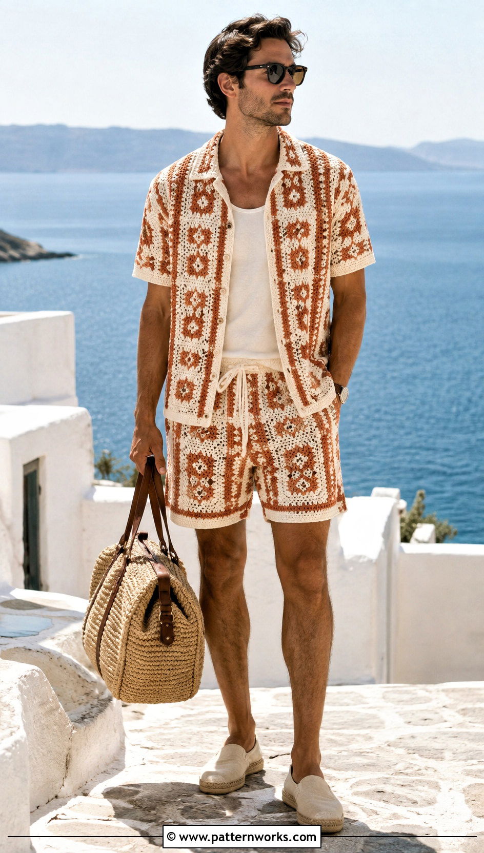 Matching Crochet Shirt And Shorts Set - 24 crochet clothes men ideas