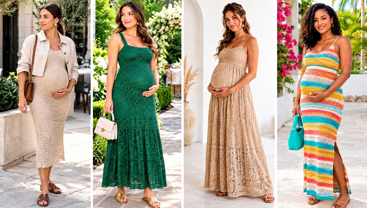 18 Maternity Crochet Dress Outfit Ideas for Baby Showers