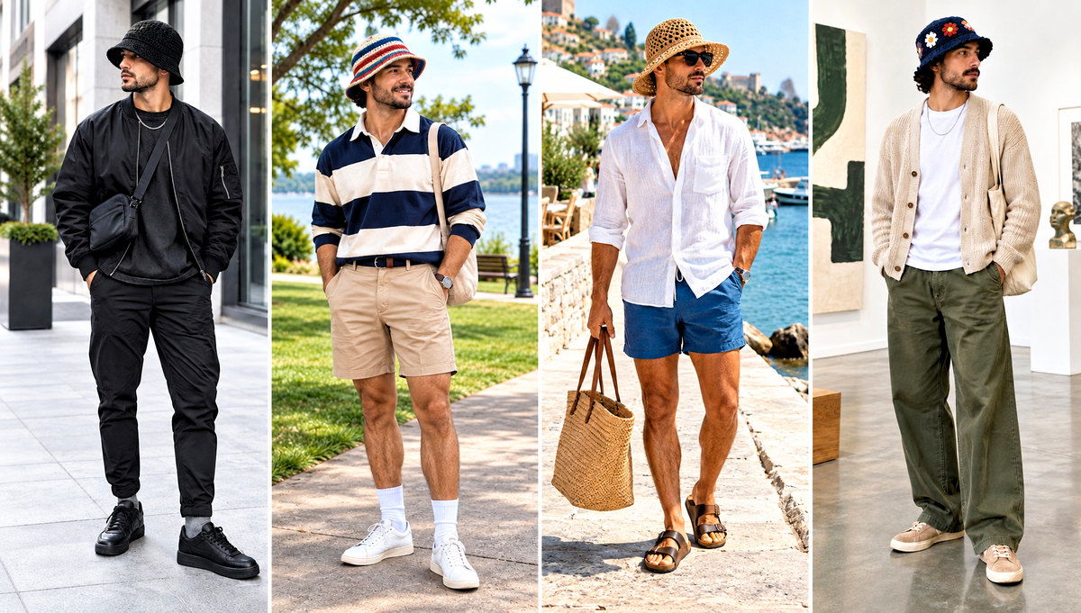 18 Mens Crochet Bucket Hat Outfit Ideas for Summer Days