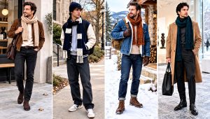 30 Men's Crochet Scarf Outfit Ideas for Everyday Warmth