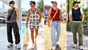 30 Men's Crochet Tank Top Outfit Ideas for Hot Summer Days