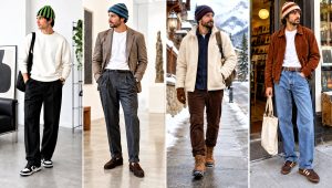 18 Men's Striped Crochet Beanie Outfit Ideas for City Days