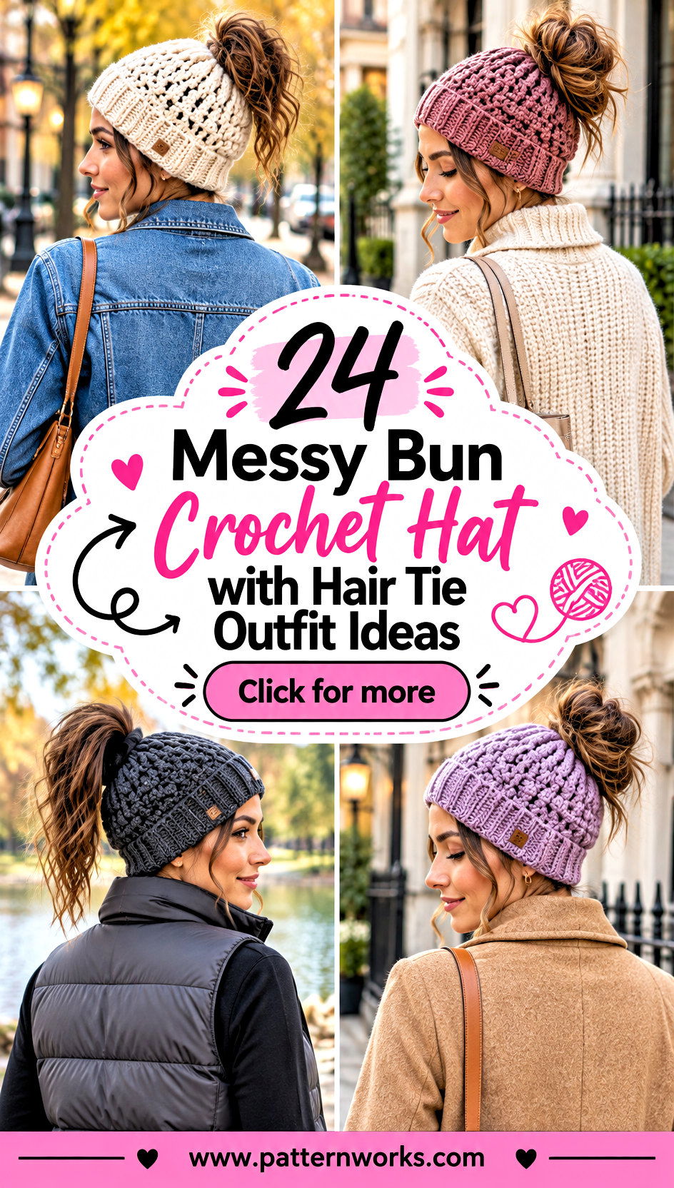 24 Messy Bun Crochet Hat with Hair Tie Outfit Ideas - 24 Messy Bun Crochet Hat with Hair Tie Outfit Ideas