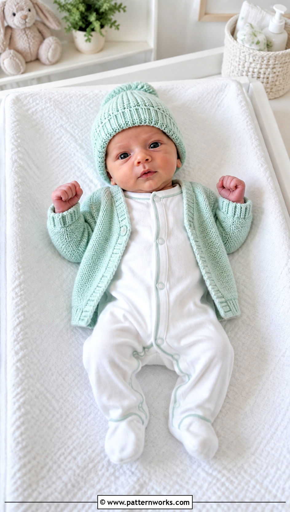 Mint Crochet Beanie With White Footed Romper - 24 premie crochet beanie outfit ideas