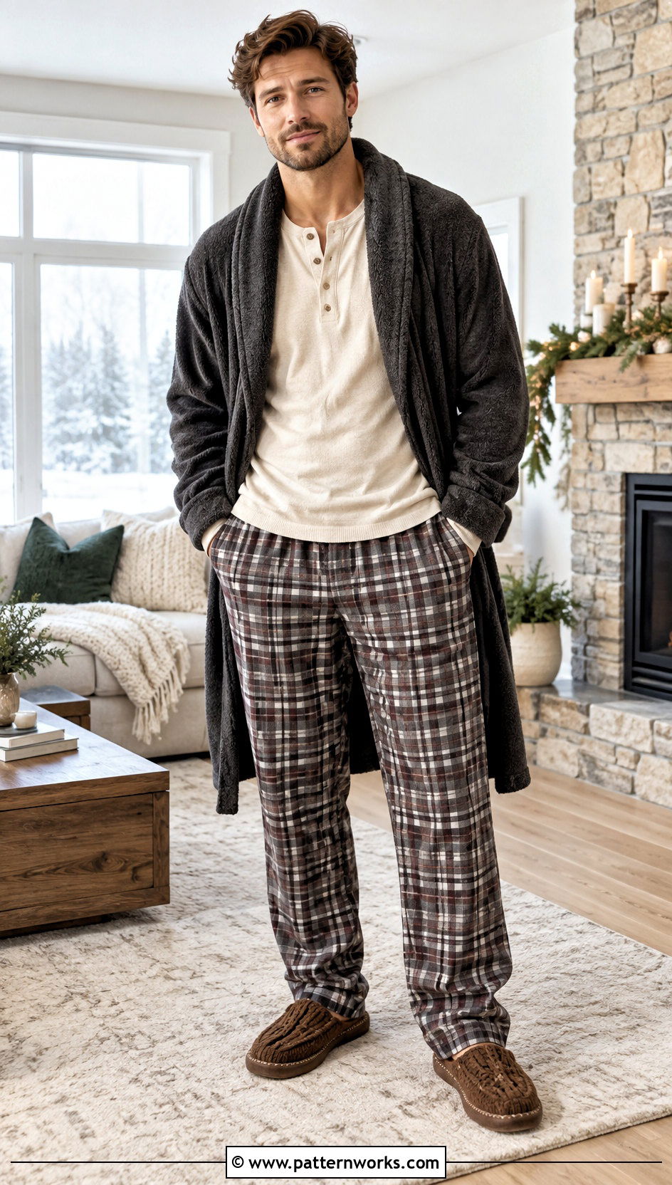 Moccasin Crochet Mens Slippers With Flannel Pajamas - 30 mens crochet slippers outfit ideas