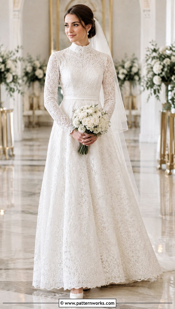 Modest Long Sleeve Crochet Wedding Dress - 18 long sleeve crochet wedding dress outfit ideas