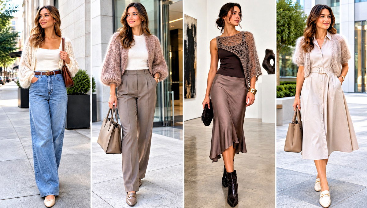 24 Mohair Crochet Shrug Outfit Ideas for Soft Layers