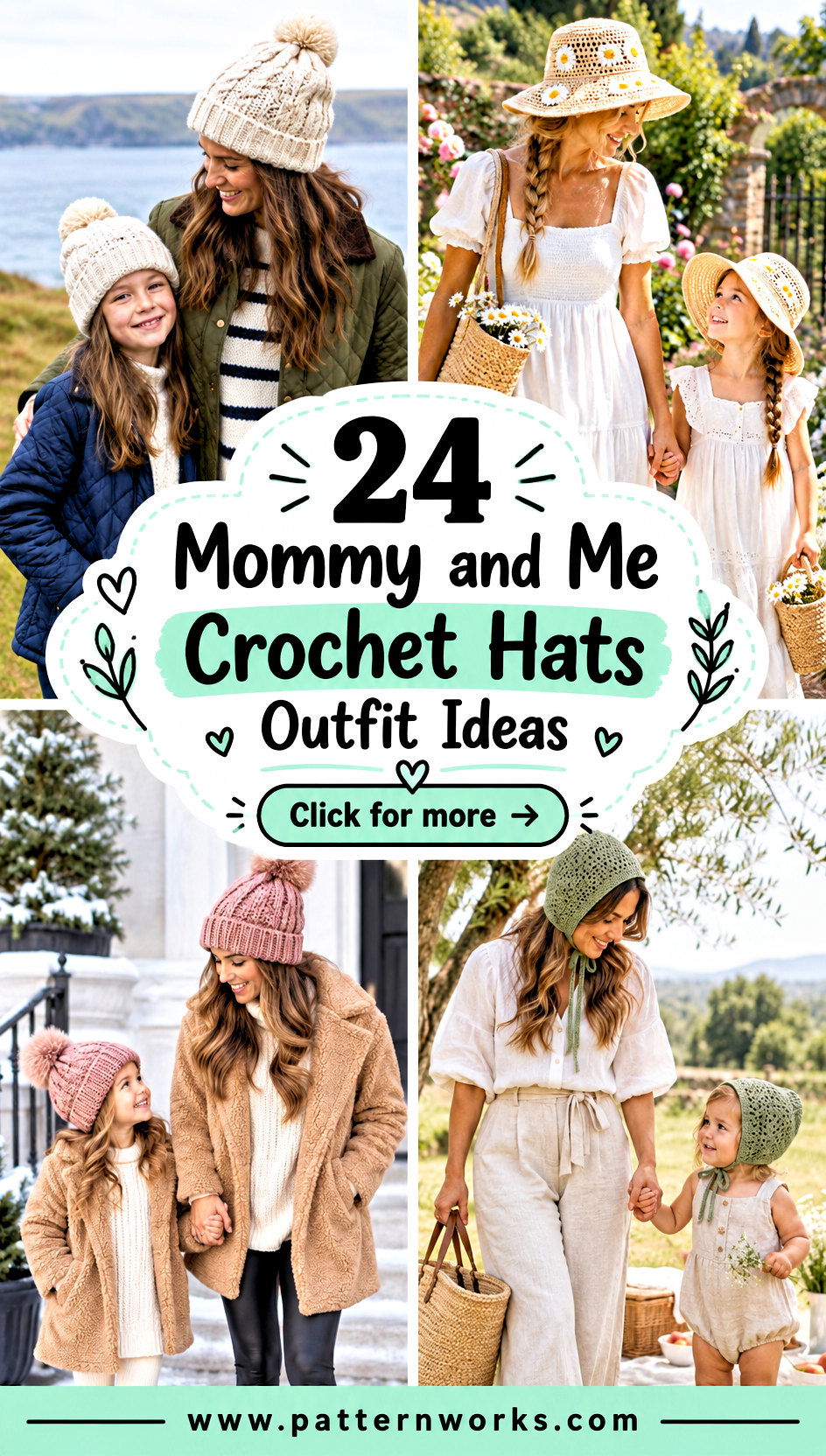24 Mommy and Me Crochet Hats Outfit Ideas for Family Photos - 24 Mommy and Me Crochet Hats Outfit Ideas for Family Photos