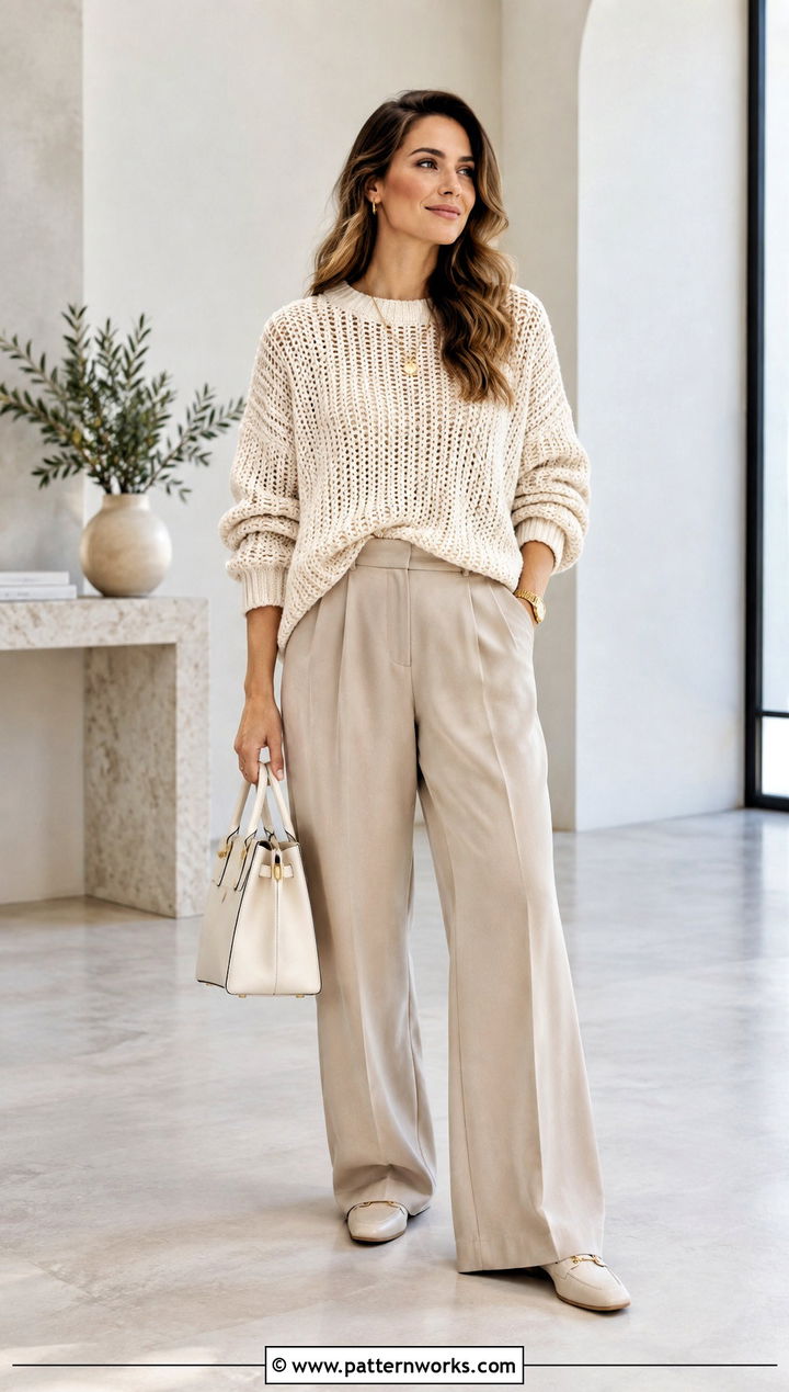 Monochrome Crochet Baggy Sweater Outfit - 30 crochet baggy sweater outfit ideas