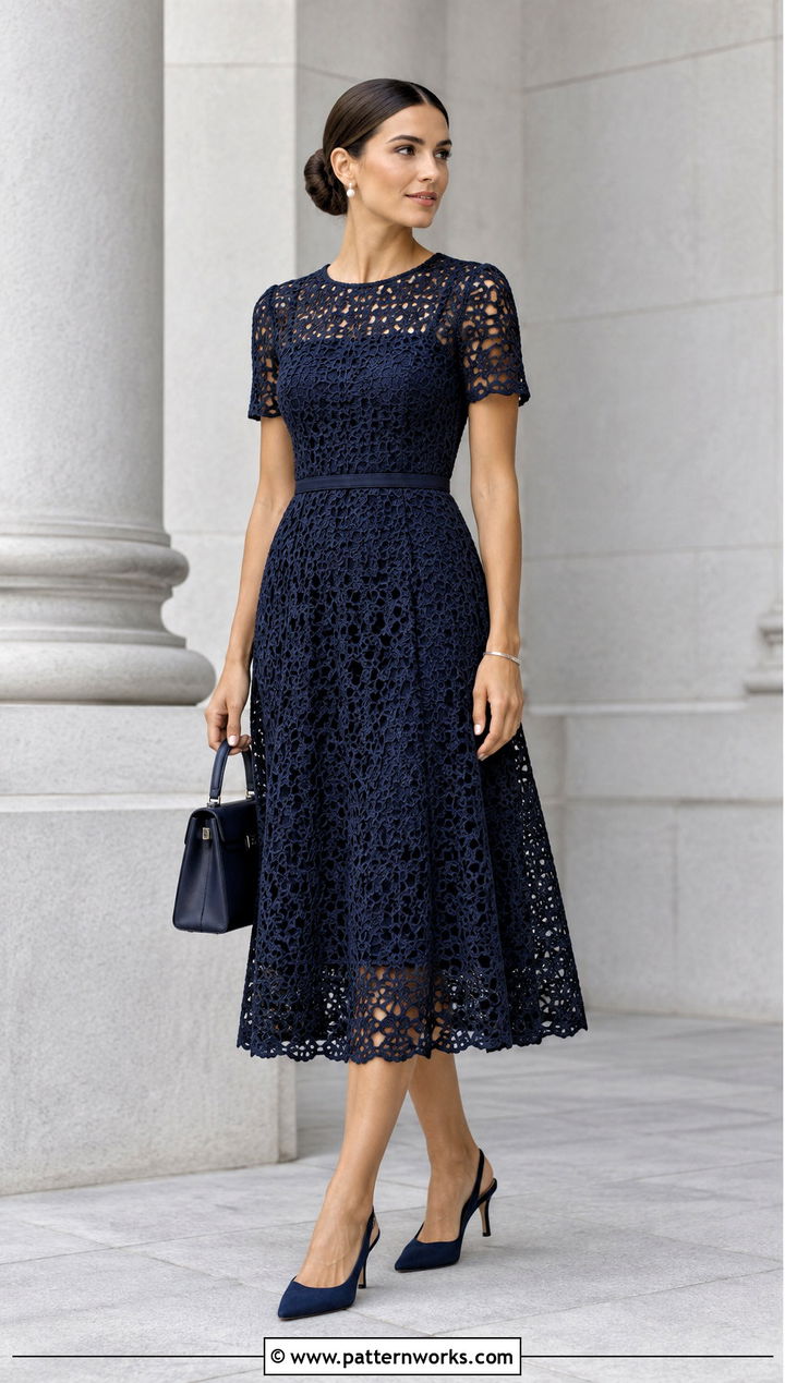 Monochrome Navy Blue Crochet Dress Outfit - 24 navy blue crochet dress outfit ideas