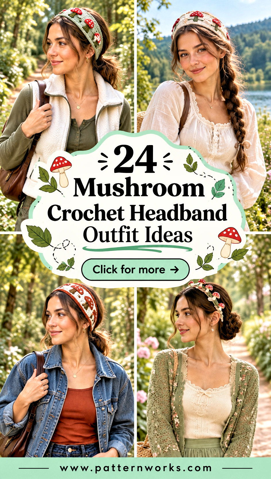 24 Mushroom Crochet Headband Outfit Ideas for Nature Walks - 24 Mushroom Crochet Headband Outfit Ideas for Nature Walks