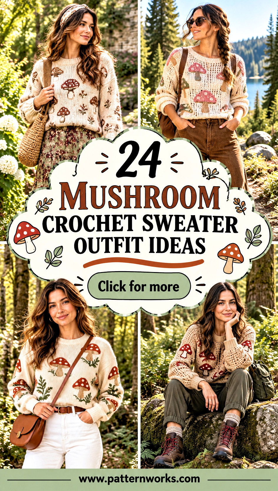 24 Mushroom Crochet Sweater Outfit Ideas for Woodland Walks - 24 Mushroom Crochet Sweater Outfit Ideas for Woodland Walks