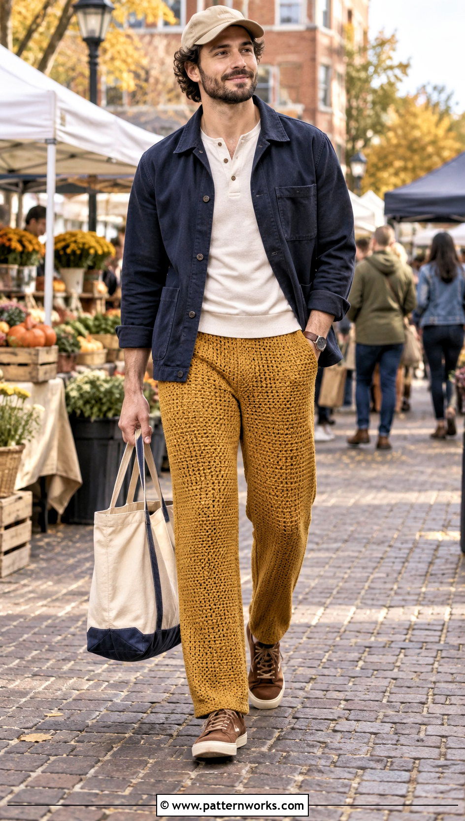 Mustard Crochet Pants With Chore Jacket - 24 mens crochet pants outfit ideas