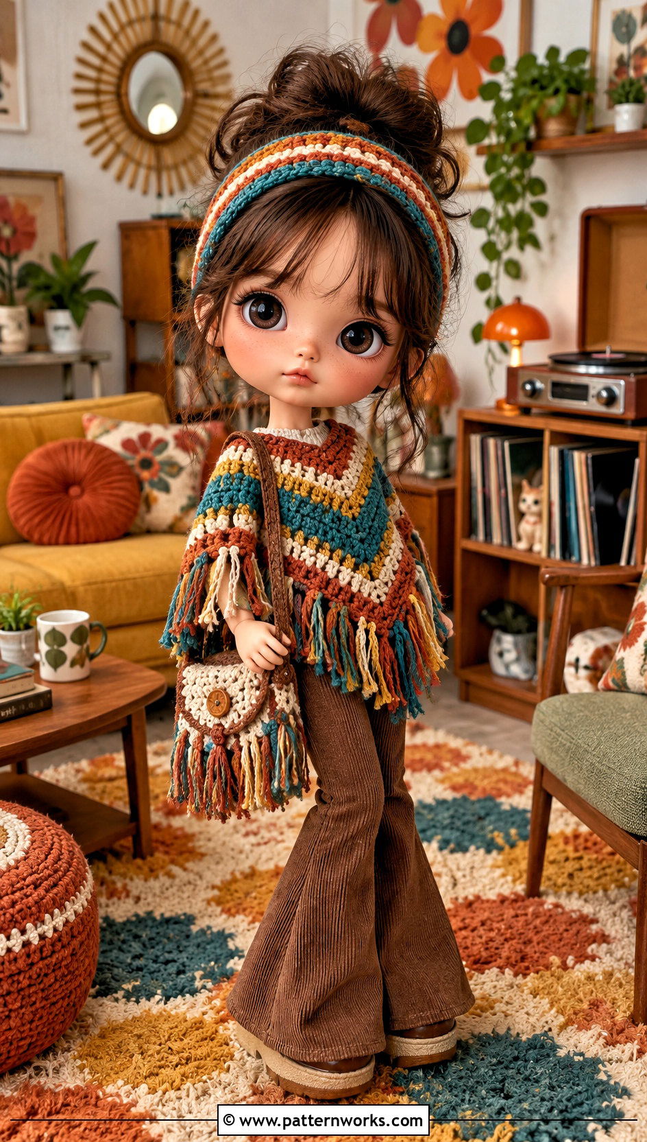 Nendoroid Crochet Poncho With Flared Pants - 18 Nendoroid Crochet Clothes and outfit ideas