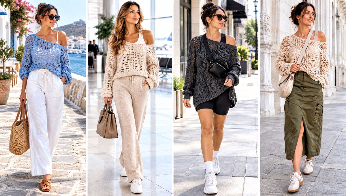 30 Off Shoulder Crochet Sweater Outfit Ideas for Date Night