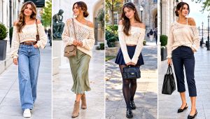 24 Off the Shoulder Crochet Sweater Outfit Ideas for Brunch