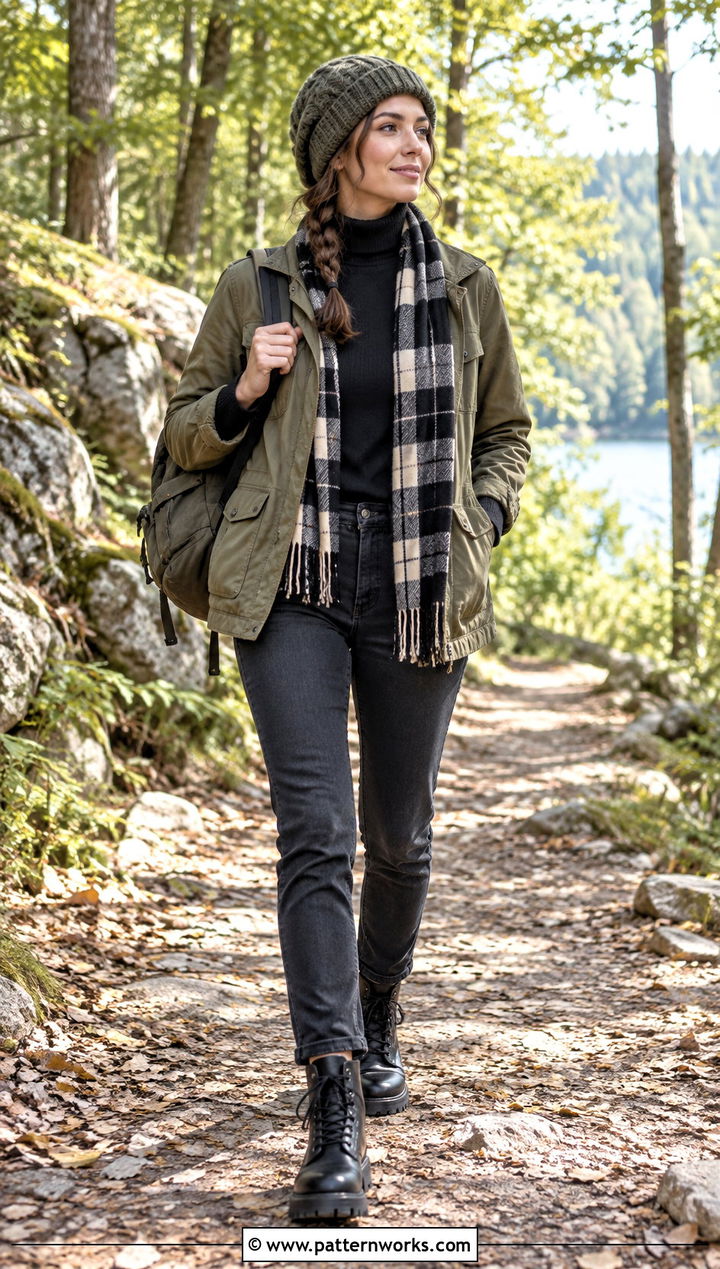 Olive Crochet Cable Stitch Hat With Utility Jacket - 24 Crochet Cable Stitch Hat outfit ideas