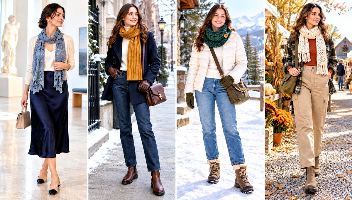 18 One Ball Crochet Scarf Outfit Ideas for Cold Days