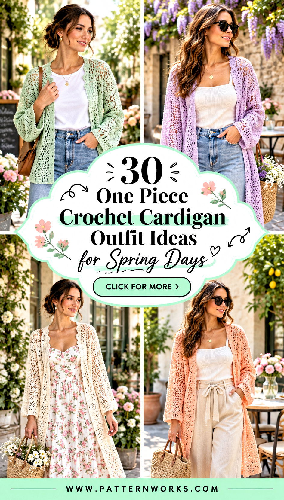 30 One Piece Crochet Cardigan Outfit Ideas for Spring Days - 30 One Piece Crochet Cardigan Outfit Ideas for Spring Days