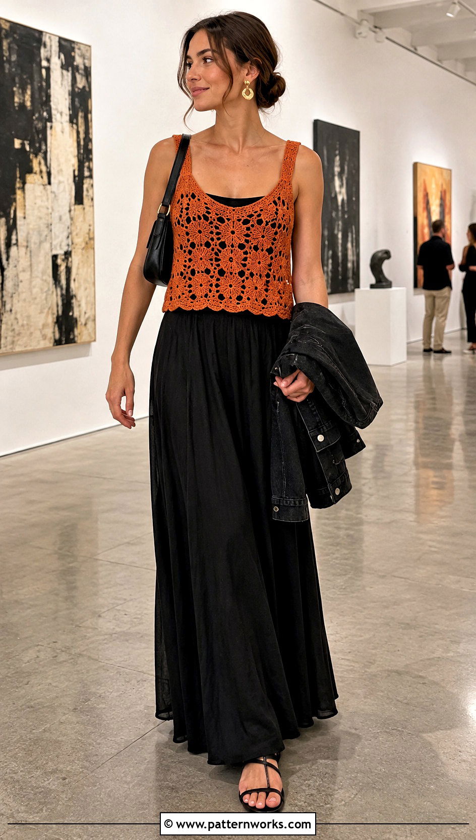 Orange Crochet Top With Black Maxi Skirt - 18 orange crochet top on hanger outfit ideas