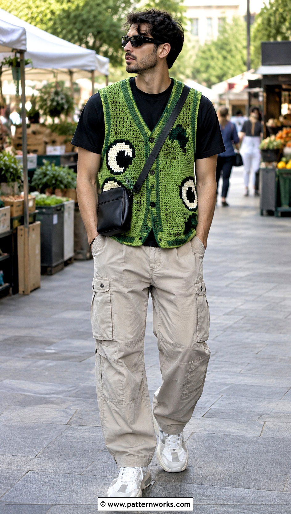 Oversized Crochet Shrek Vest With Cargo Pants - 18 Crochet Shrek Vest outfit ideas