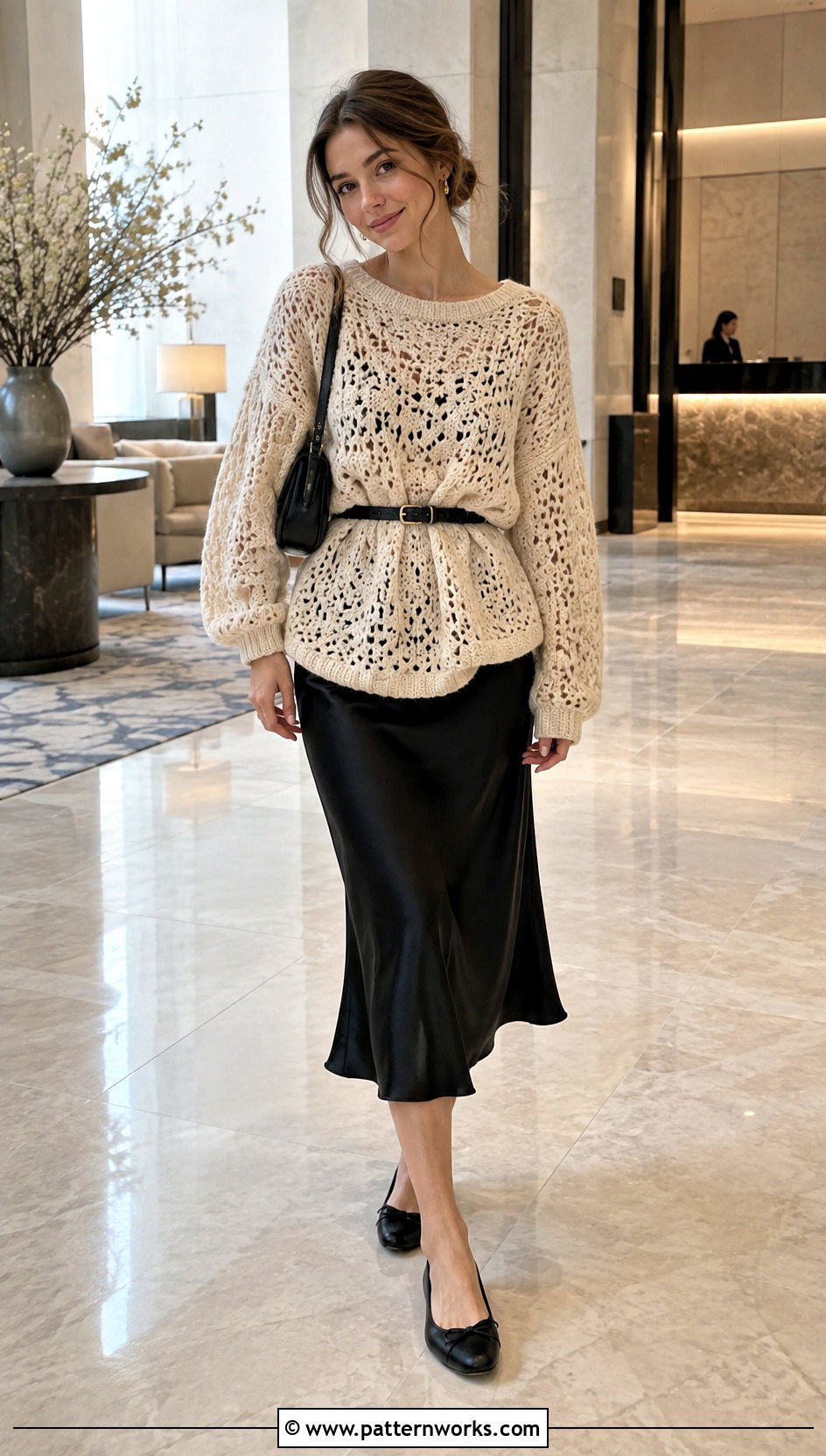Oversized Crochet Sweater Over A Slip Dress - 18 Oversized Crochet Sweaters outfit ideas