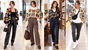 30 Oversized Granny Square Sweater Outfit Ideas With Denim