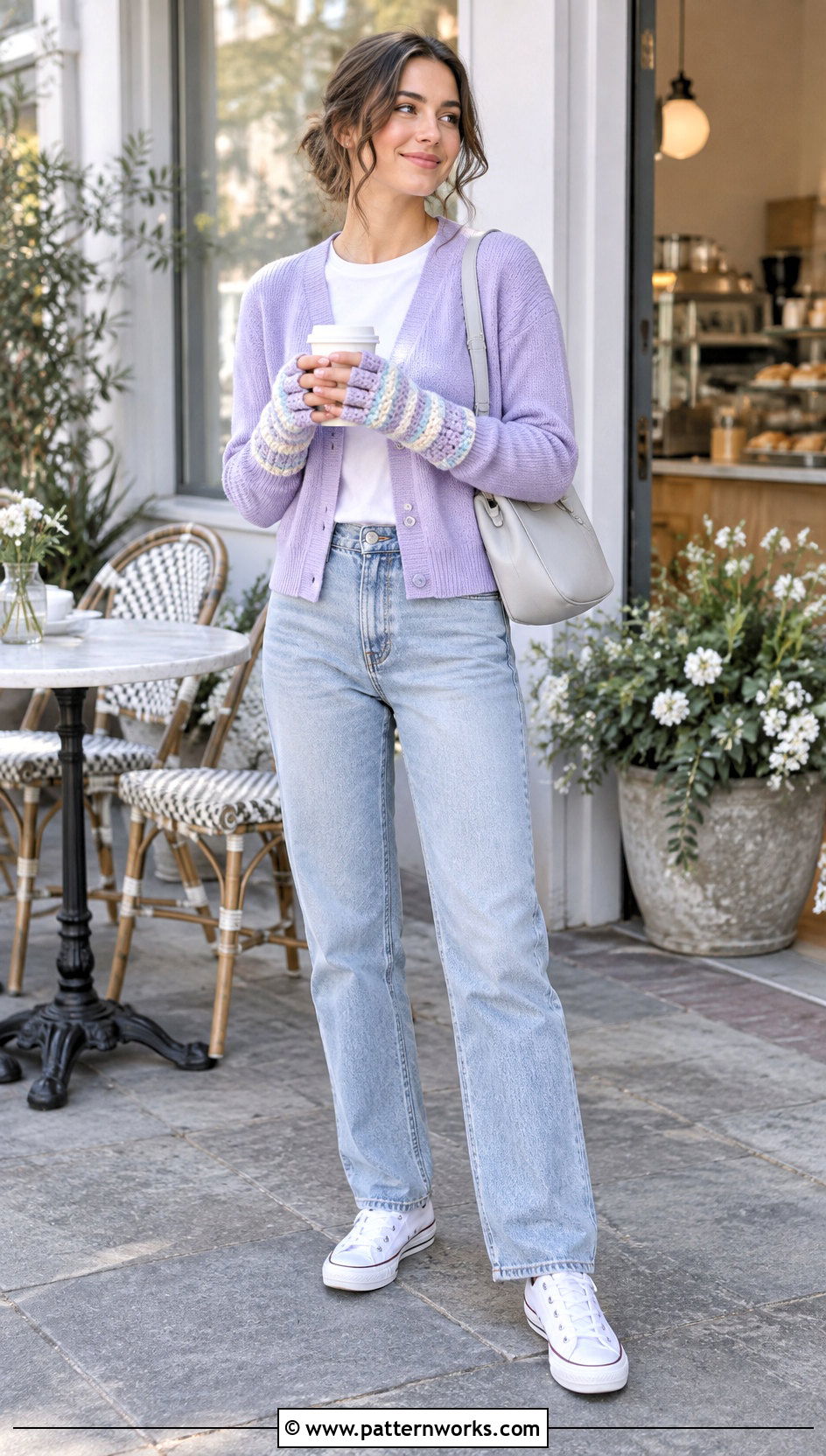 Pastel Crochet Fingerless Mitts With Cardigan Set - 24 crochet half gloves fingerless mitts outfit ideas