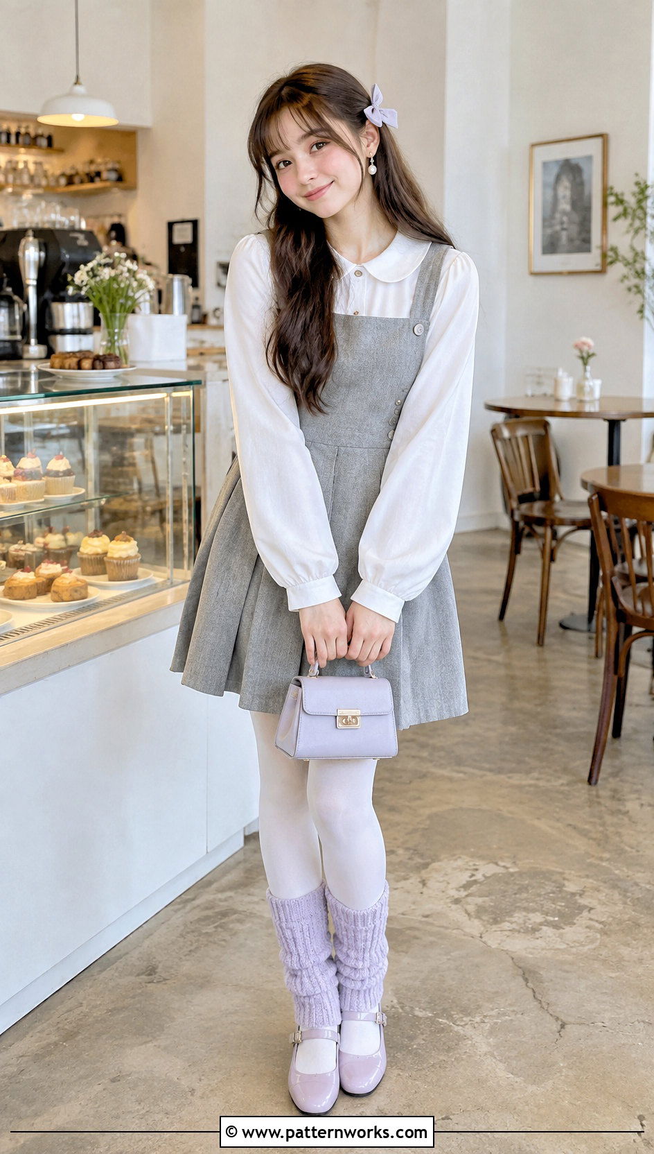 Pastel Crochet Leg Warmers With Pinafore Dress - 30 cute crochet leg warmers outfit ideas