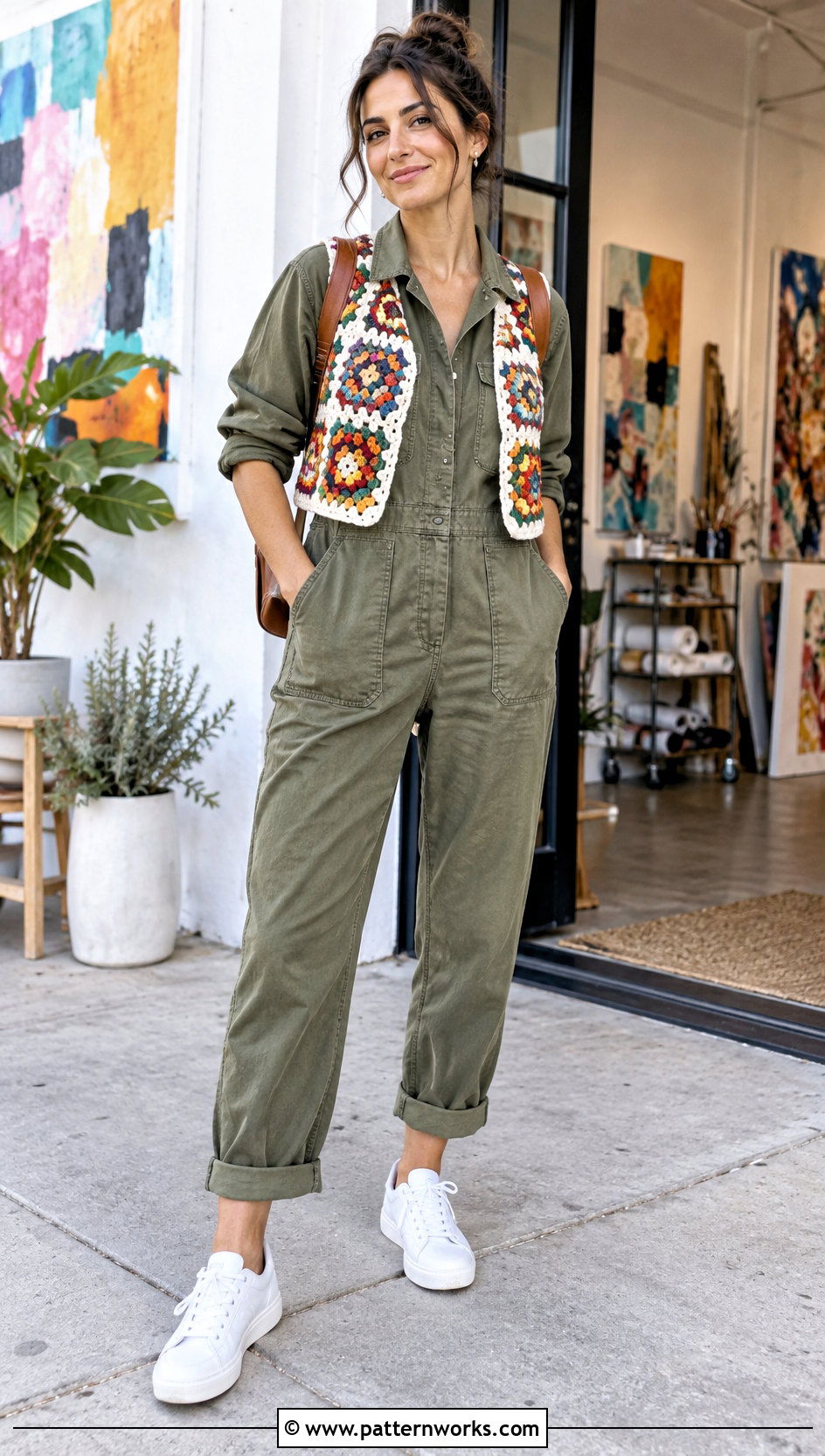 Paul McCartney Crochet Vest With Utility Jumpsuit And Sneakers - 30 paul mccartney crochet vest outfit ideas