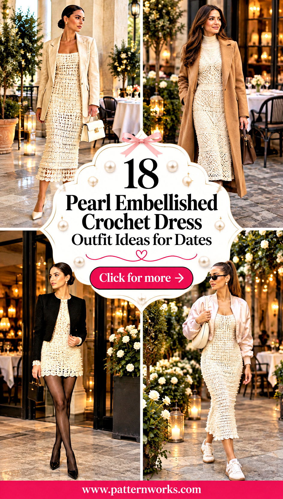 18 Pearl Embellished Crochet Dress Outfit Ideas for Dates - 18 Pearl Embellished Crochet Dress Outfit Ideas for Dates