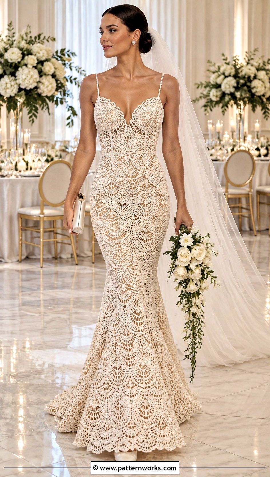 Pineapple Crochet Lace Mermaid Wedding Dress With Kitten Heels - 18 Vintage Crochet Lace Wedding Dress outfit ideas