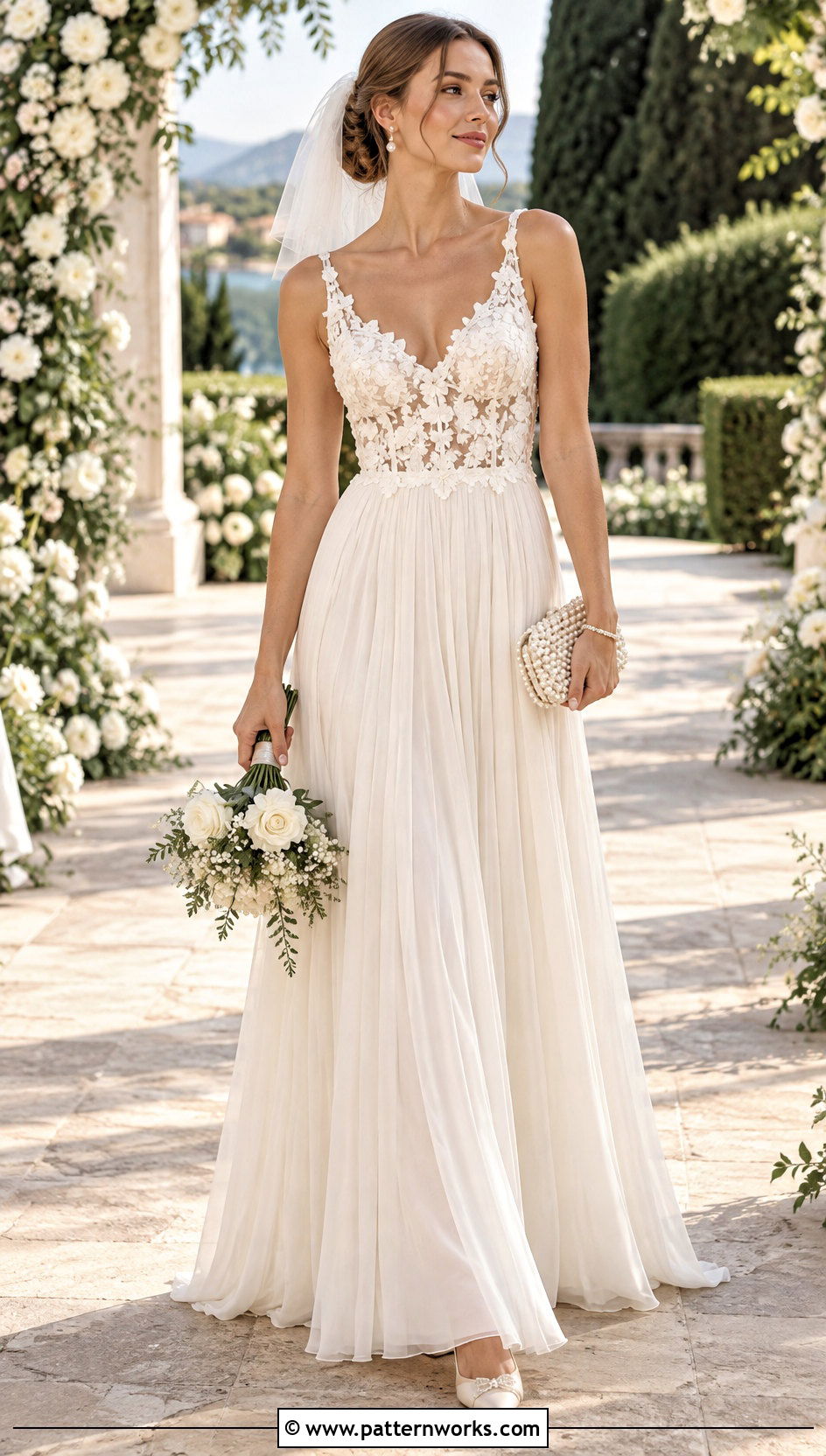 Pleated Crochet Floral Maxi Dress With Bridal Accessories - 18 Self Portrait Pleated Crochet Floral Maxi Dress outfit ideas