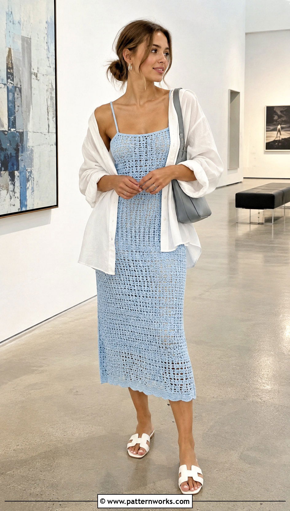 Powder Blue Crochet Slip Dress Outfit - 18 Pastel Crochet Dress Design outfit ideas