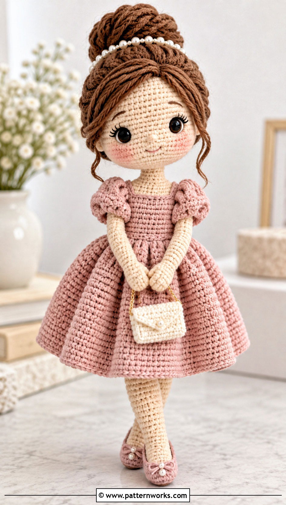 Puff Sleeve Crochet Doll Dress Outfit With Ballet Flats - 24 amigurumi crochet doll dress outfit ideas
