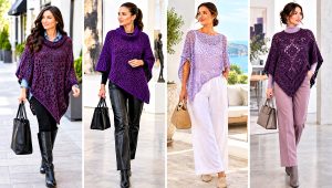 18 Purple Crocheted Poncho Outfit Ideas for Cozy Layers