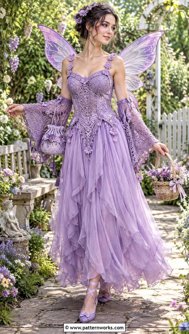 Purple Lavender Crochet Fairy Costume - 30 crochet fairy costume outfit ideas