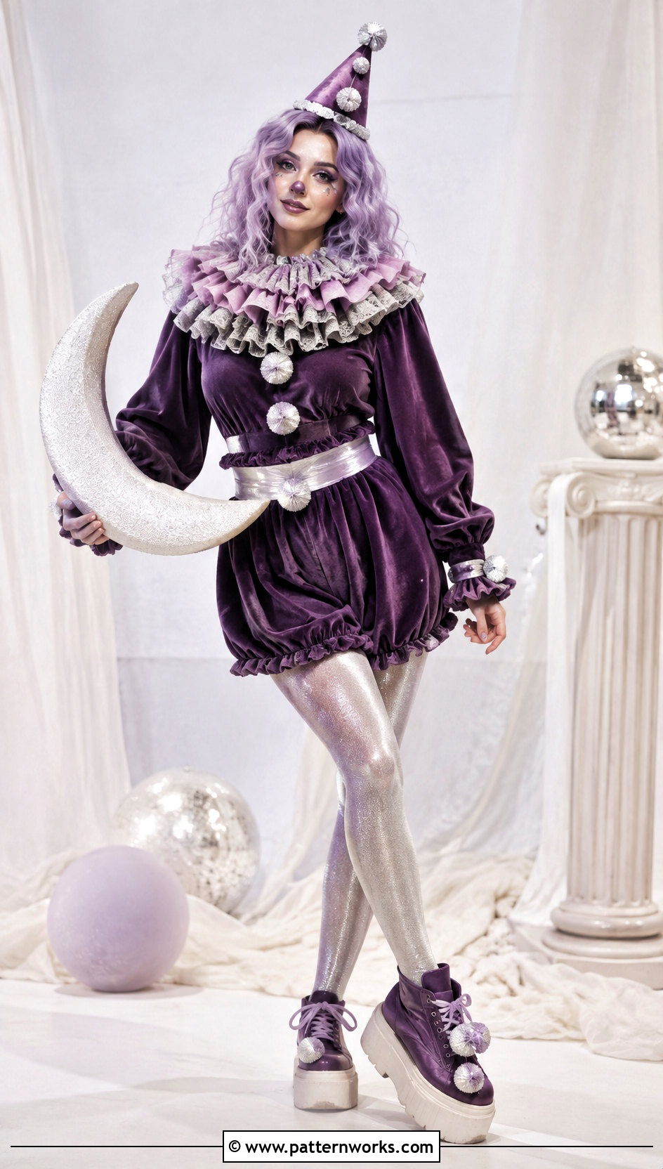 Purple Velvet Clown Crochet Ruffle Collar Outfit - 24 Clown Crochet Ruffle Collar outfit ideas