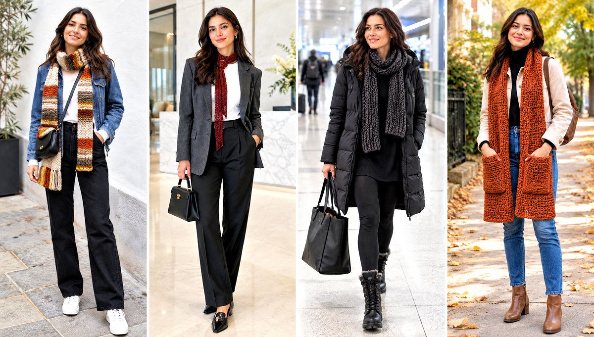 30 Quick Crochet Scarf Outfit Ideas for Simple Layering