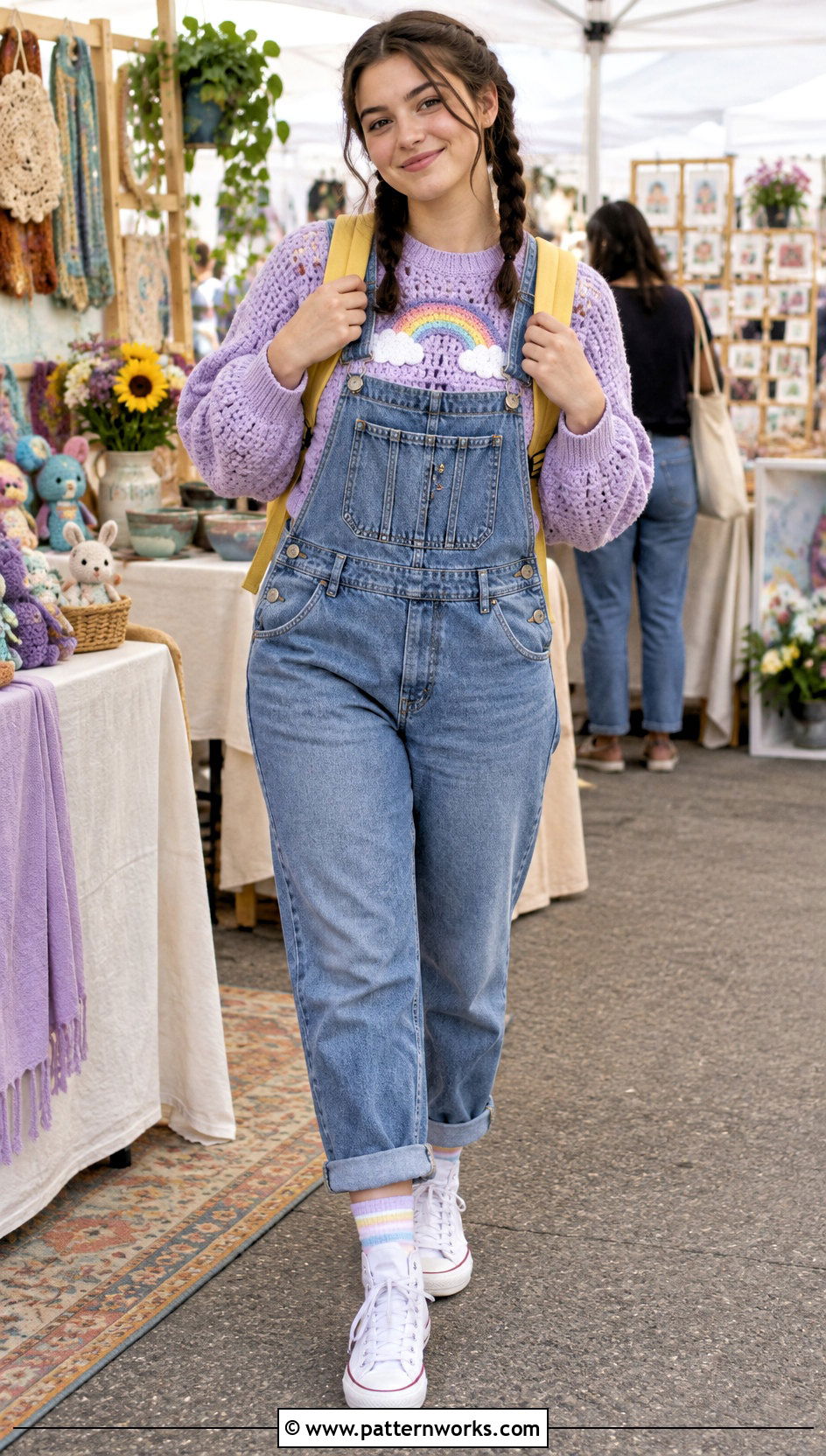 Rainbow Cloud Crochet Mabel Pines Sweater With Overalls - 30 crochet mabel pines sweater outfit ideas