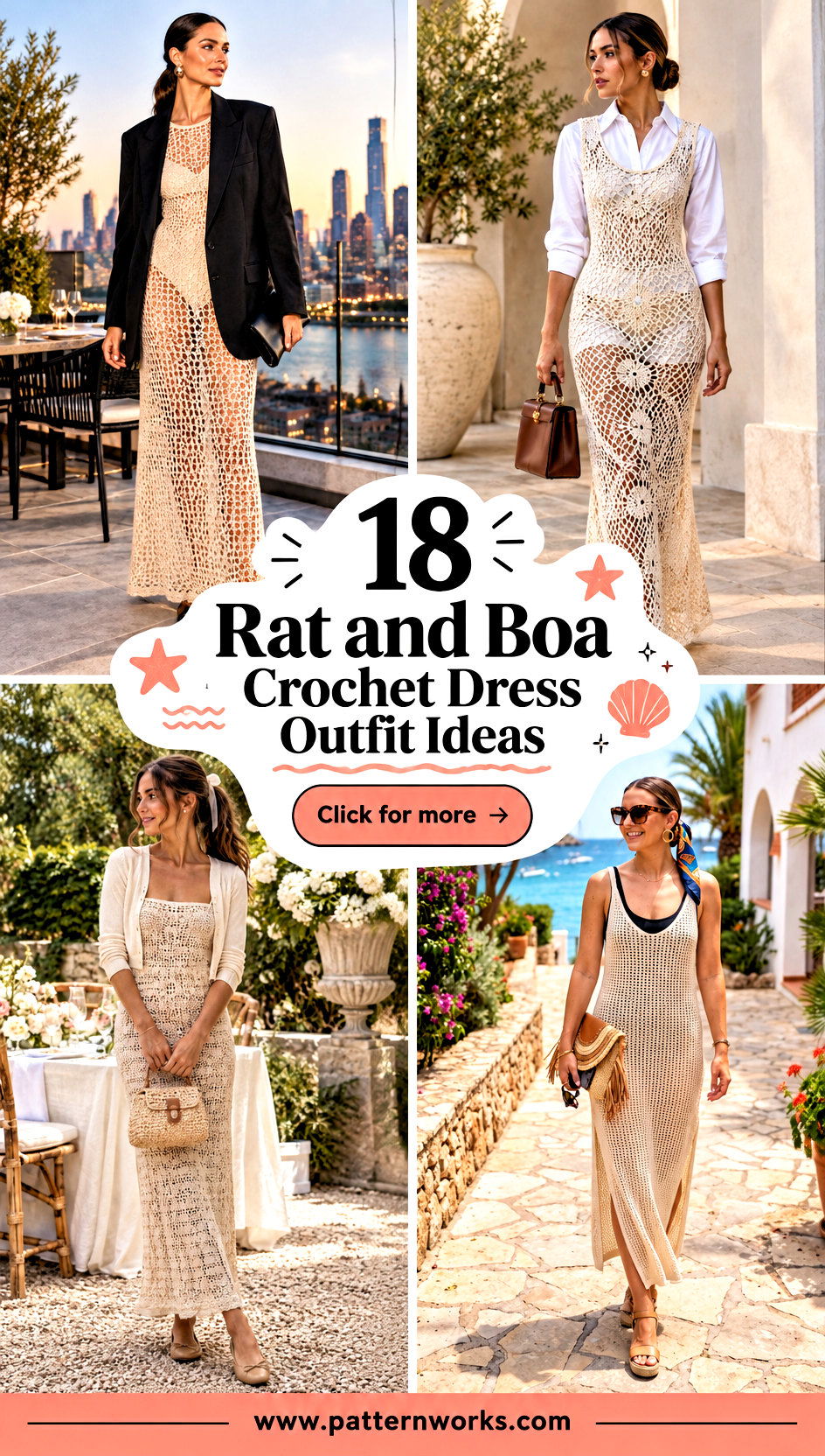 18 Rat and Boa Crochet Dress Outfit Ideas for Beach Nights - 18 Rat and Boa Crochet Dress Outfit Ideas for Beach Nights