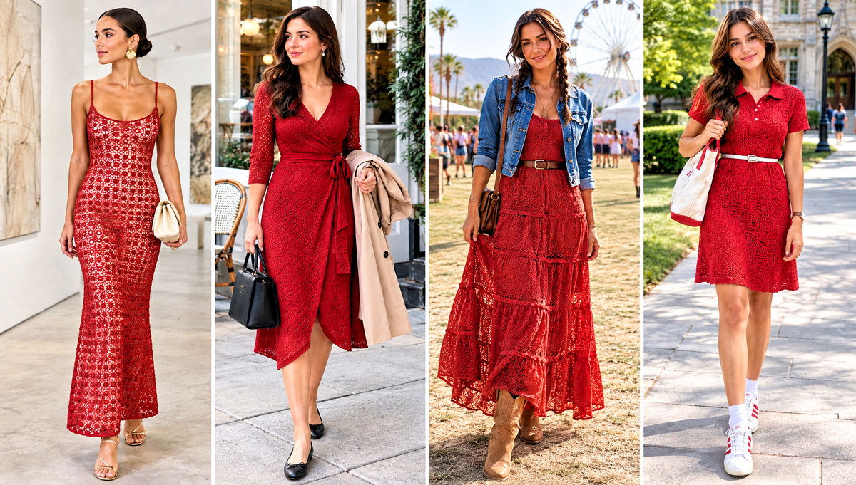 18 Red Crochet Dress Design Outfit Ideas for Evenings