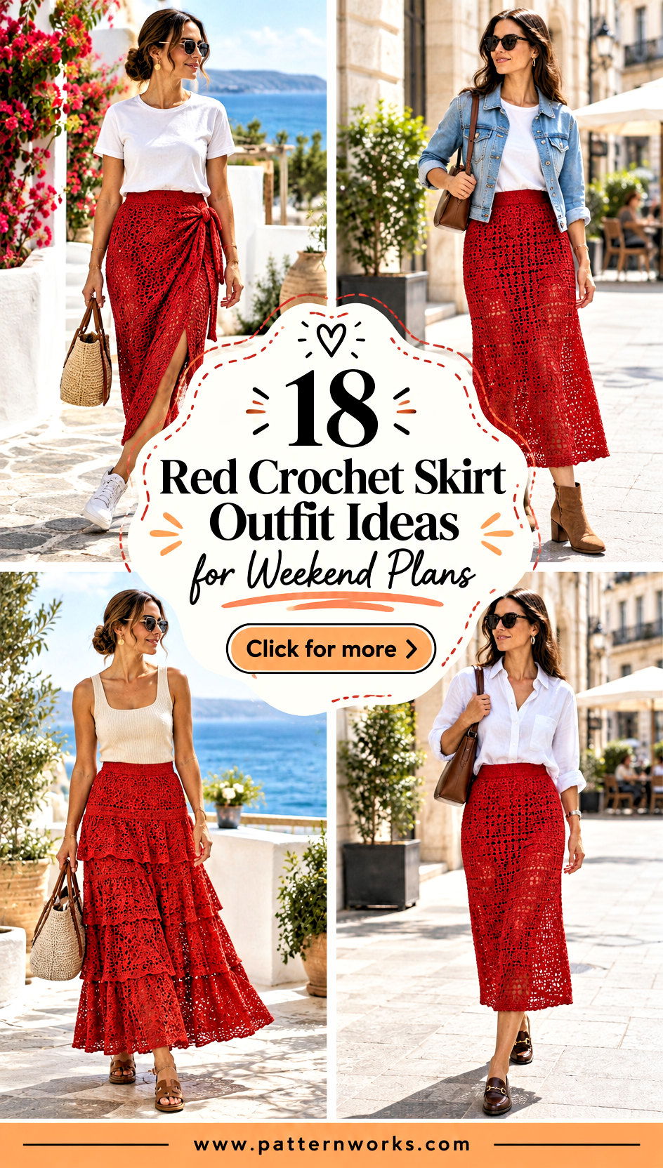 18 Red Crochet Skirt Outfit Ideas for Weekend Plans - 18 Red Crochet Skirt Outfit Ideas for Weekend Plans