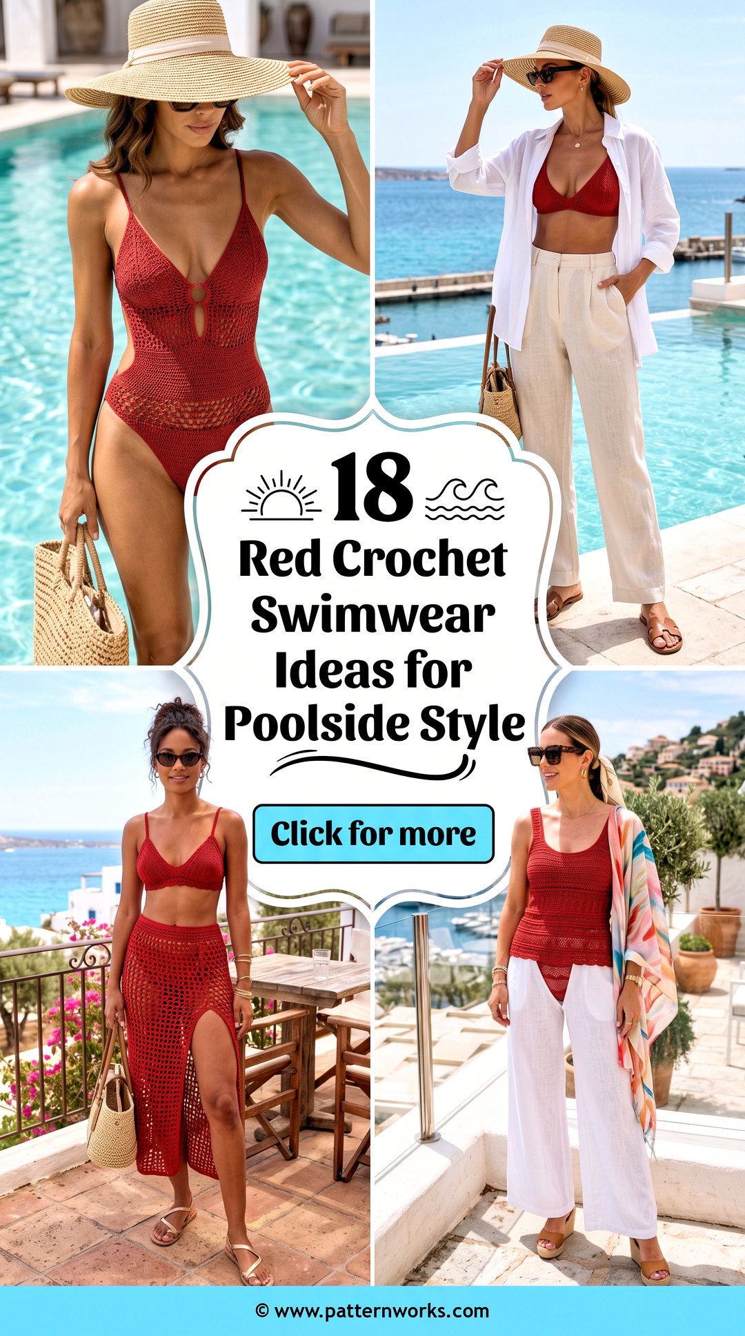 18 Red Crochet Swimwear Outfit Ideas for Poolside Style - 18 Red Crochet Swimwear Outfit Ideas for Poolside Style