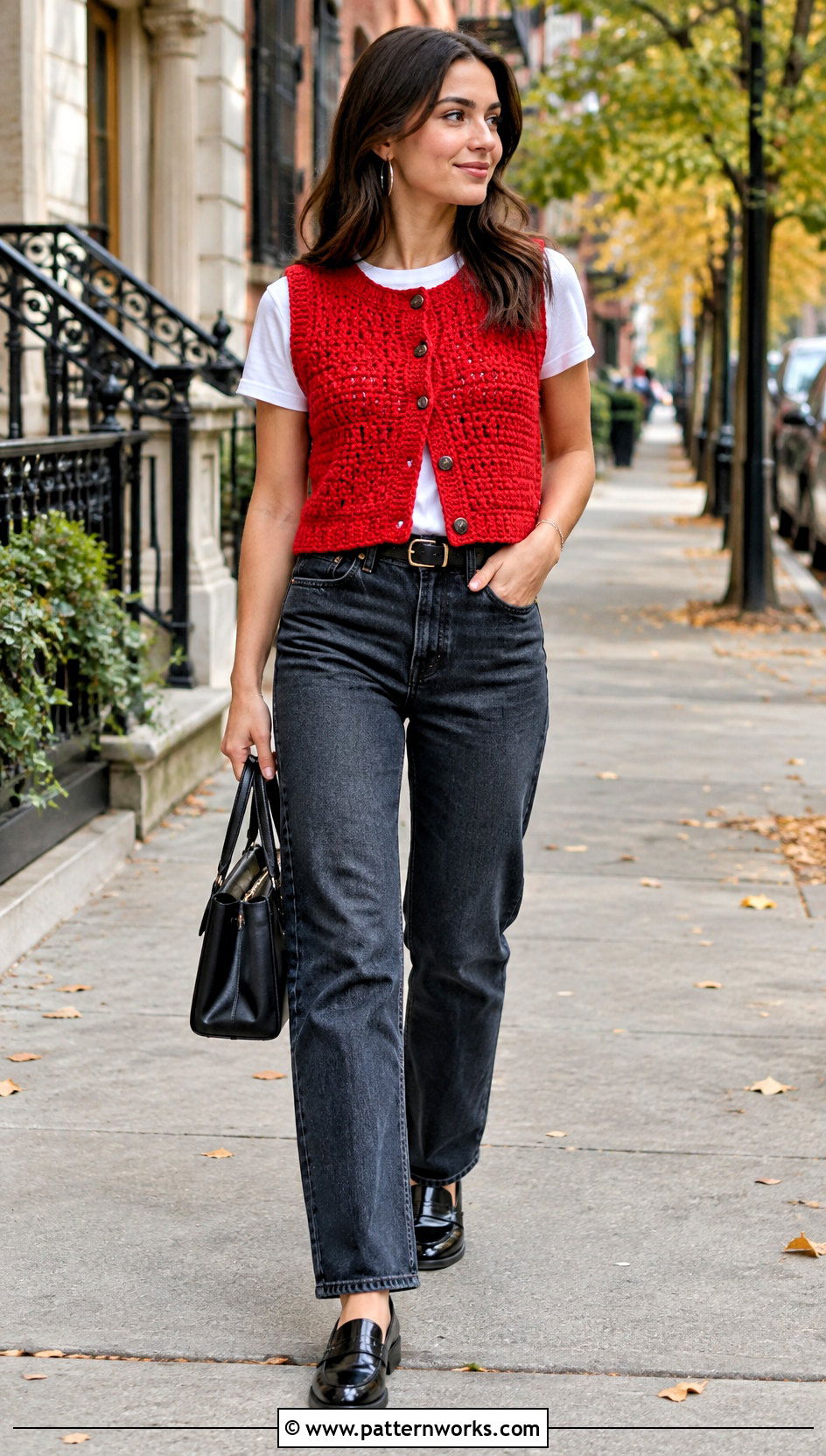 Red Crochet Vest Outfit With Dark Wash Jeans - 18 modern crochet vest outfit ideas