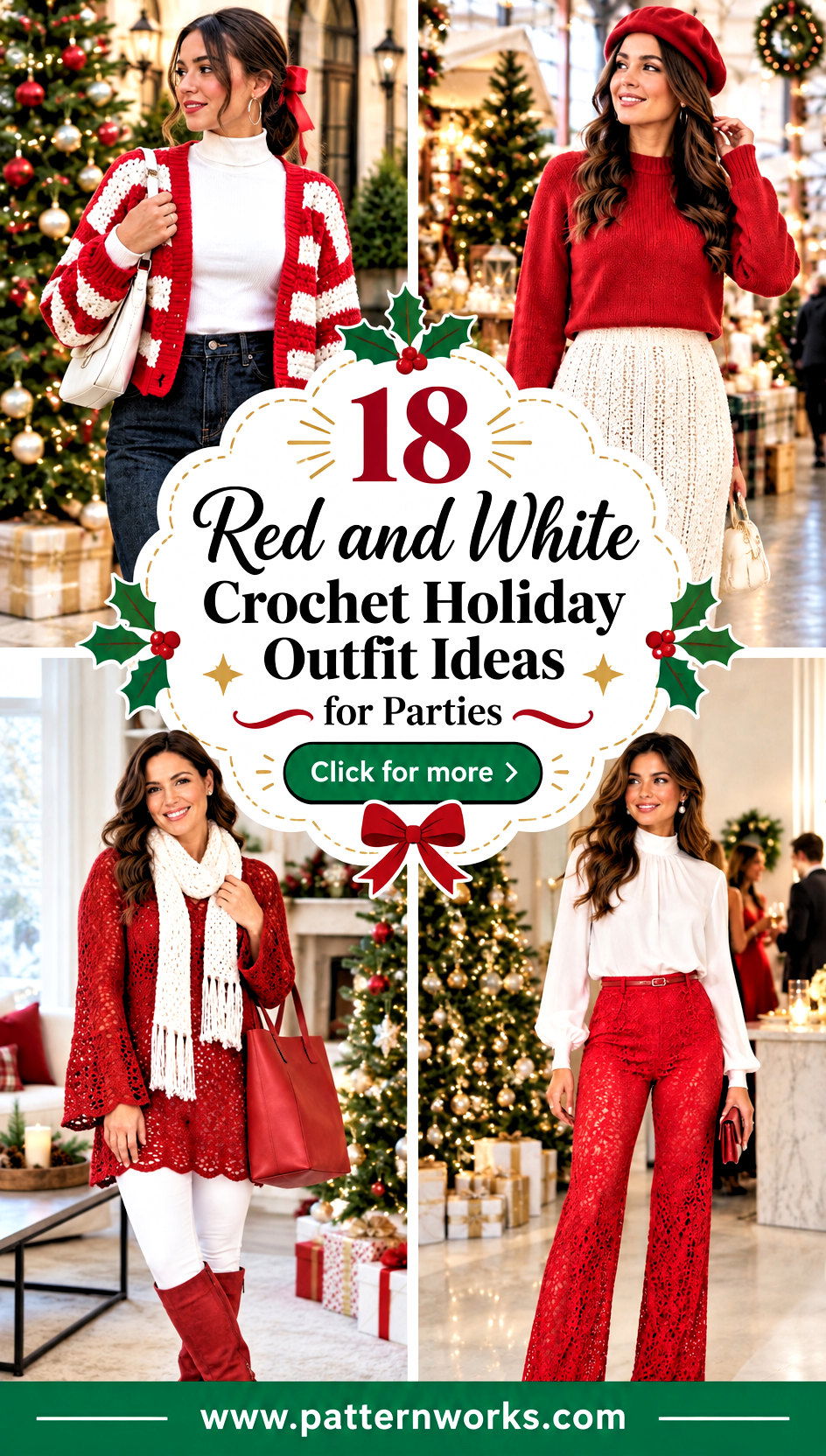 18 Red and White Crochet Holiday Outfit Ideas for Parties - 18 Red and White Crochet Holiday Outfit Ideas for Parties